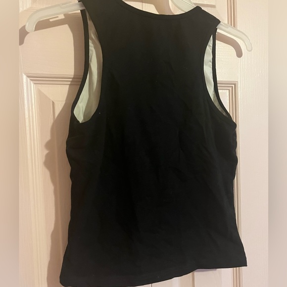 2000’s Women’s Small ROOTS Canada Work-Out Gym Tank. Wrap front style. Black. - Picture 4 of 5